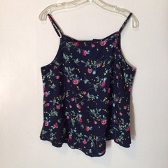 Women’s camisole navy blue spaghetti straps moody floral Romantic Soft Girl 1XL