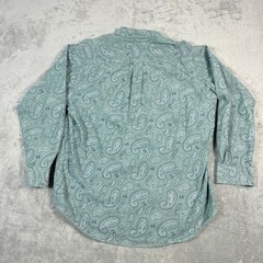 Chaps Ralph Lauren Mens L Button Down Shirt Teal Green Paisley Frontier Cotton