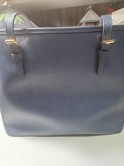Michael kors leather shoulder bag jet set travel tote top zip blue and gold