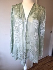 Vintage Coldwater Creek Silk Blend Burnout Floral Jacket Sage Green Size 10 USA