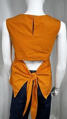 Harvey Faircloth Orange Cutout Tie-Back Cotton Blouse Shell Size 6