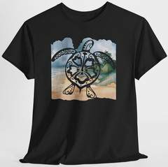 Sea Turtle Blue Beach Ocean Sand Graphic T Shirt Tee Top S-XL, Plus 2X 3X 4X 5X
