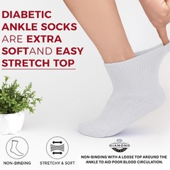 Diamond Star Diabetic Ankle Socks for Men & Women – Non-Binding Cushioned Cot…