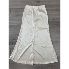 Cream Satin Bias Cut Midi Skirt Size M