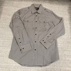 Howe Shirt Mens Medium Button Up Pocket Beige White Pocket Western Casual