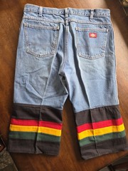 Custom Rasta Dickies Men’s Relaxed Fit Light Wash Blue Straight Leg Denim Capri