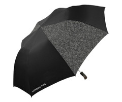 London Fog Automatic 56″ Arc Two-Person Umbrella in Black/Herringbone Combo – WC