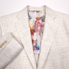 Robert Graham Regal Sport Coat Mens 46R Oatmeal Linen Wool Melange Blazer Jacket