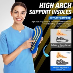 High Arch Support Insoles for Plantar Fasciitis Relief – Shock Absorbing Gel