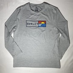 Hurley Sunny Side Hybrid Stretch UV T-Shirt Size L Light Gray Long Sleeve