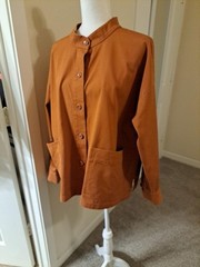 Eileen Fisher Terracotta Mandarin Collar Orga. Cotton M EUC Returns Accepted