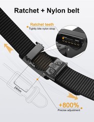 Men’s 1.5″ Nylon Ratchet Belt – Adjustable Casual Web Click Belt for Jeans, No H