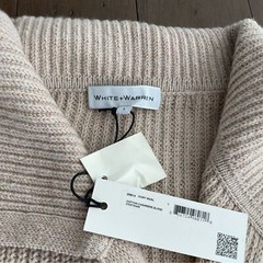 RRP US$395 White + Warren cotton wool cashmere blend coatigan ivory marl NWT L