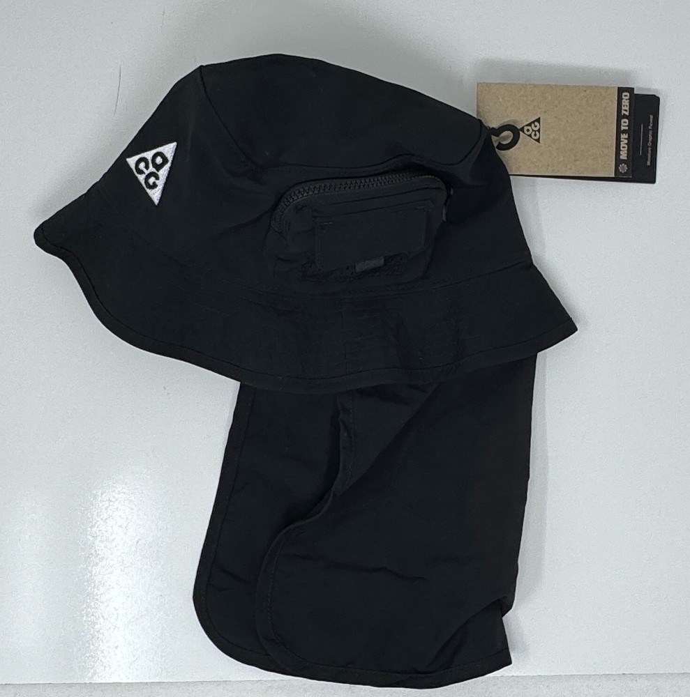 Nike ACG Apex Black Bucket Hat w/ Removable Shade + Side Pocket Hiking
