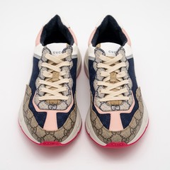 Size 36.5eu 6.5 US – Gucci GG Rhyton Beige White Pink Blue GG Canvas Leather