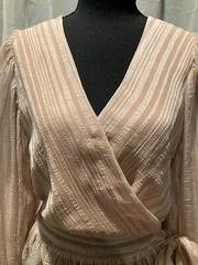 Calin by Flying Tomato Career Crisscross Peplum Balloon Sleeve Women’s Top Sz S