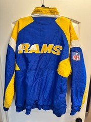 Vintage 90s Apex One Los Angeles Rams Puffer Jacket Blue Yellow Mens Xl