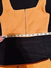 Lulus Orange Solid 2-Piece Knit Set Crop Top Shorts Square Neck Zip Size S