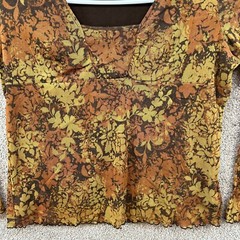 Axcess Women’s Blouse Size XL Orange Floral Fall Long Sleeve Pullover Ladies