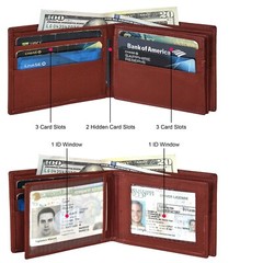 RFID Blocking Brown Genuine Leather Men’s Bifold Wallet 2 Center Flap New