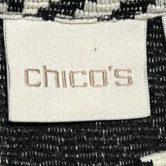 Chico’s Womens Textured Geometric Pullover Top Size 2 Large Black White Stretch