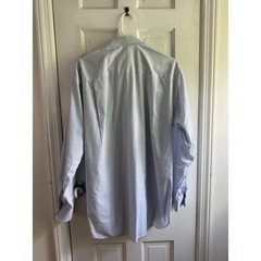 Ermenegildo Zegna Dress Shirt 15.5 39 M Blue White Striped Luxury Italian EUC