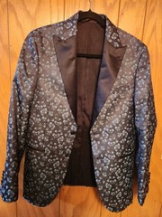 Egara Men’s Blue Paisley Blazer Slim Fit Tuxedo Trim Jacket