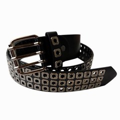 3 Row Black & Silver Studded Belt Punk