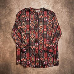 Collections Etc. Vintage Southwestern Print Tunic Blouse Multicolor Geometric