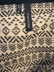Maurices Women’s S Black Beige Geometric Ruffle Cold Shoulder Scoop Top