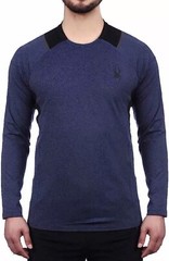 Spyder Active Men’s Long Sleeve Shirt, Color Blue, Large, Stretch, Wicking.