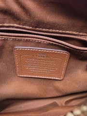 Coach Signature Zip Top Satchel Brown/Tan Gold Hardware Detachable Strap Charm