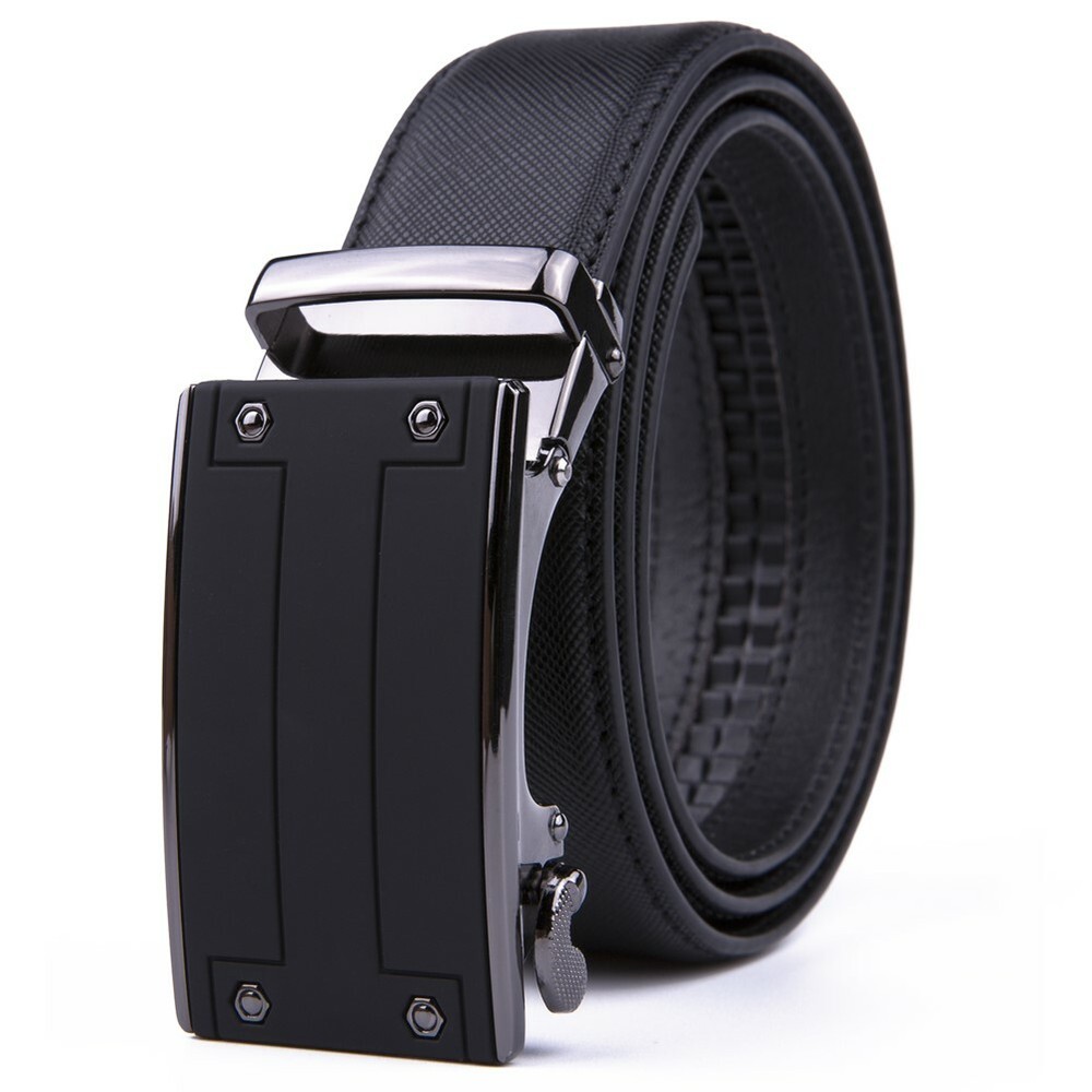 Men’s Ratchet Belt Leather Automatic Buckle 1.37inch Width One Size 46inch