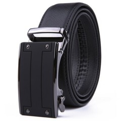 Men’s Ratchet Belt Leather Automatic Buckle 1.37inch Width One Size 46inch