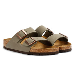 Birkenstock Arizona Stone Leather Sandals Birkibuc Unisex Shoes New w/ Box