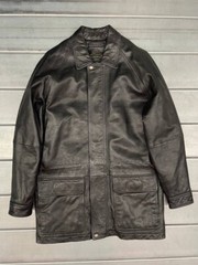 Vintage Claiborne Black Lambskin Leather Jacket Mens Medium Quilted Lined Zip Up