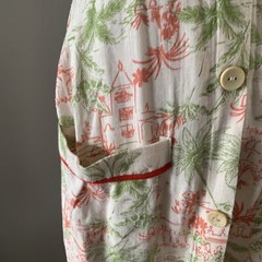 Monteau Linen Blend Pagoda pattern Sundress S Natural Ivory and Red dress
