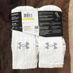 Under Armour Cotton Crew Socks Logo White/Gray Men’s MD Mid Calf 6 Pairs