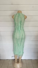 New ZARA Woman Green Tie Dye Tulle Mesh Midi Dress Ruched Sexy Size M 570K