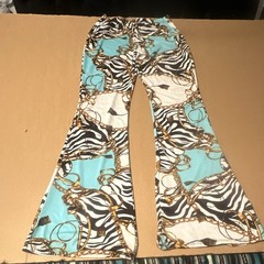 Rainbow Women’s S Flare Pants Animal Print Blue White Black Gold Elastic Waist