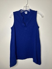 Chicos 0 Top Sleeveless Blue Tunic Size Small Flawed Color Faded