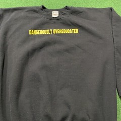 Vintage Saying Sweatshirt Mens Large Black Funny Humor Overeducated Sweater