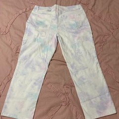 NWT Time and Tru white tie-dye straight high-rise crop pants with 25” Inseam.