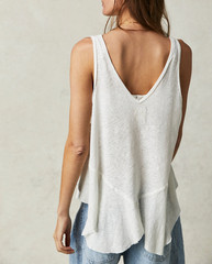 Free People We The Free Optic White Sleeveless Rosie Drop Waist Tank Sz XL
