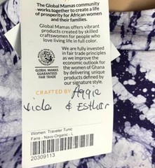 Global Mamas Organic Fair Trade Cotton Tye Die Purple White VNeck Top Size Large