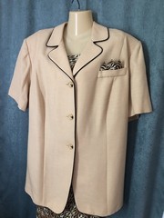 Vtg STUDIO I Two Piece Set Midi Dress & Short Sleeve Suit Blazer Jacket Sz 24W