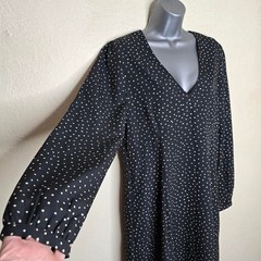 Uniqlo Printed Polka Dot V-Neck Long-Sleeve Mini Dress