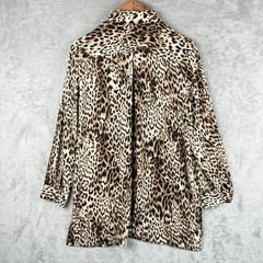 Chico’s Leopard Print Blouse Womens S Button Front Stretch Hidden Button Pockets