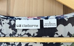 Liz Claiborne Women’s Semi-sheer Chiffon Floral Blouse Size XL Long Sleeve EUC