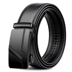 Genuine Leather Ratchet Belt for Men Adjustable Automatic Buckle Belt